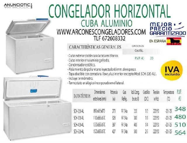 Congelador horizontal tapa ciega con cerradura