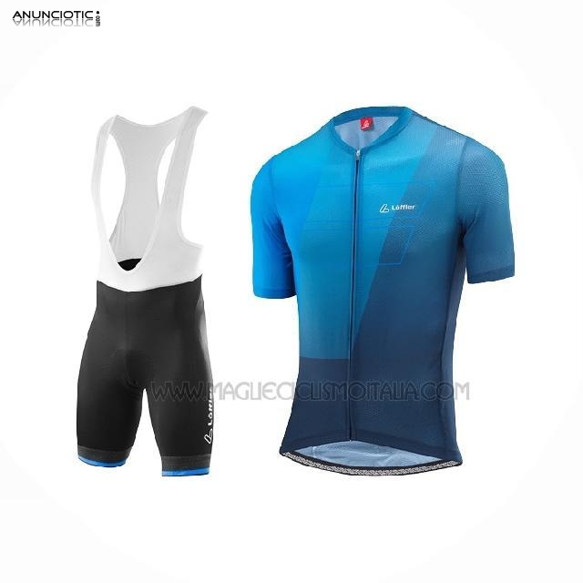 2022 Abbigliamento Ciclismo Loffler Blu Manica Corta e Salopette