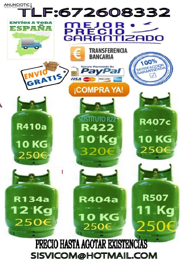 R410 r407 r134 r404 todos los gases 270 euros  10kg