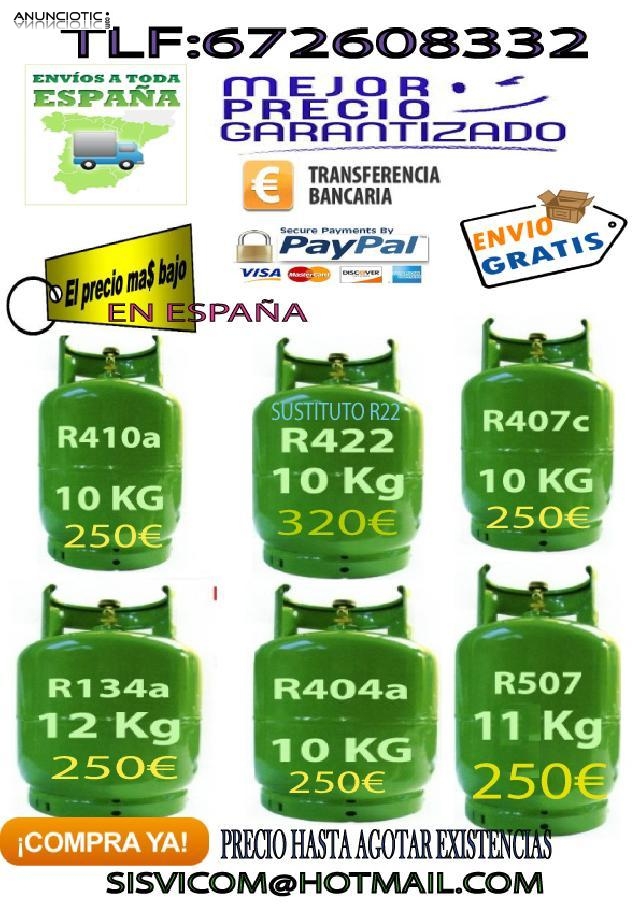 R410 r407 r134 r404 todos los gases 270 euros  10kg