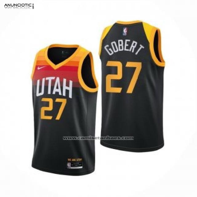 Camiseta Utah Jazz Rudy Gobert Ciudad 2020-21 Negro