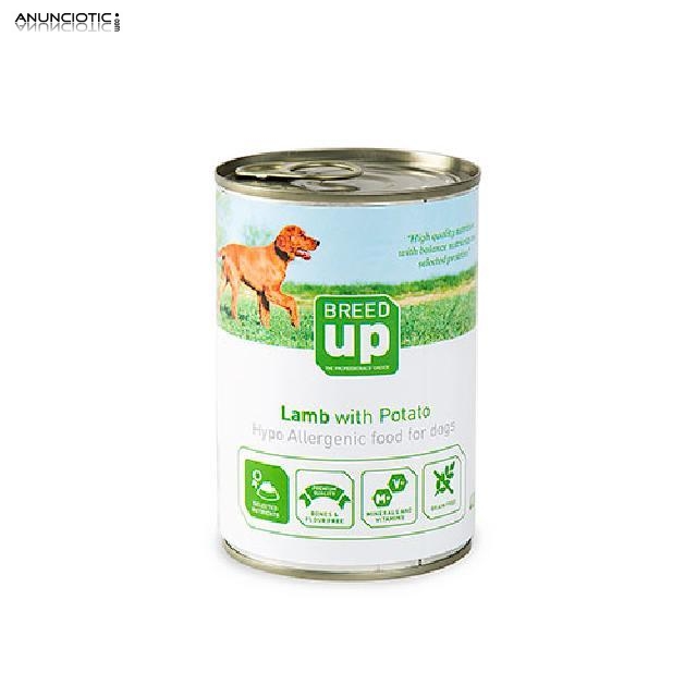 Alimento húmedo para perros Breed Up Adult cordero con patatas 400 gr