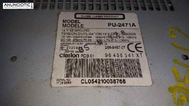 Sistema audio / radio cd 3530790 peugeot