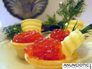 Venta, entrega a domicílio. Productos de gourmet. Caviar. Huevas de salmón.