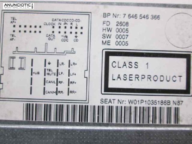 Sistema audio radio cd para seat leon de 2006