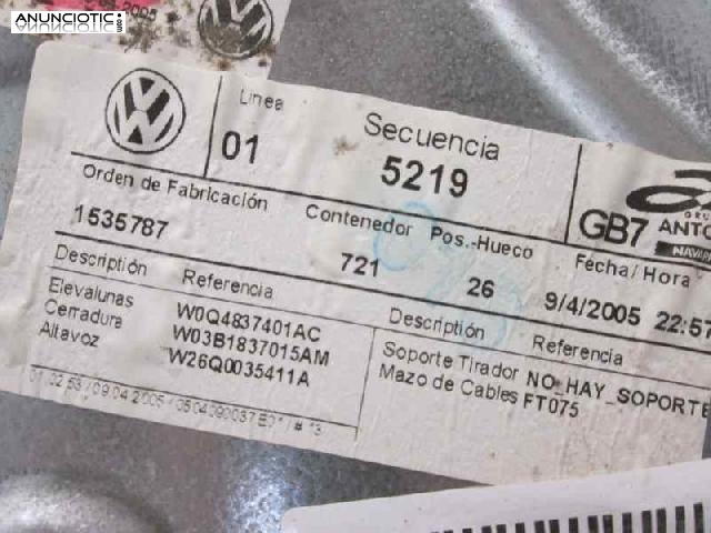 Elevalunas 504845 volkswagen polo (9n3)