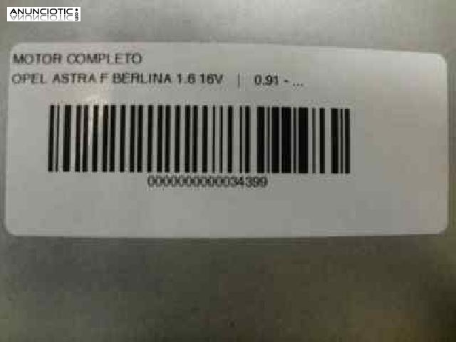 34399 motor opel astra f berlina 1.6