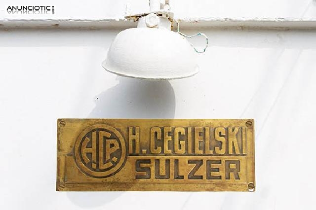 Placa de motor h. cegielski sulzer. años 50