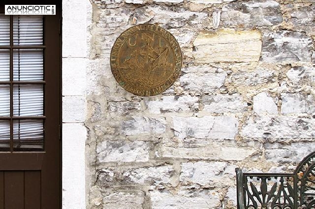 Placa antigua de bronce, unión naval levante