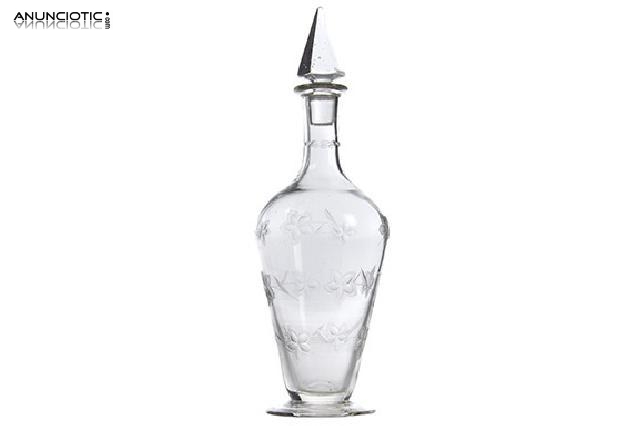 Botella para licor vintage en cristal.