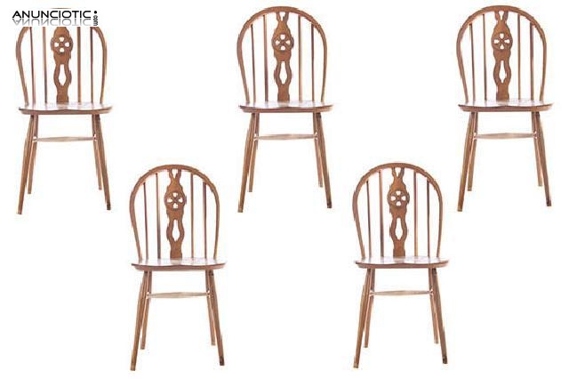 Cinco sillas respaldo calado. años 30