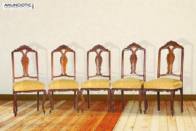 Conjunto de 5 sillas. años 50.