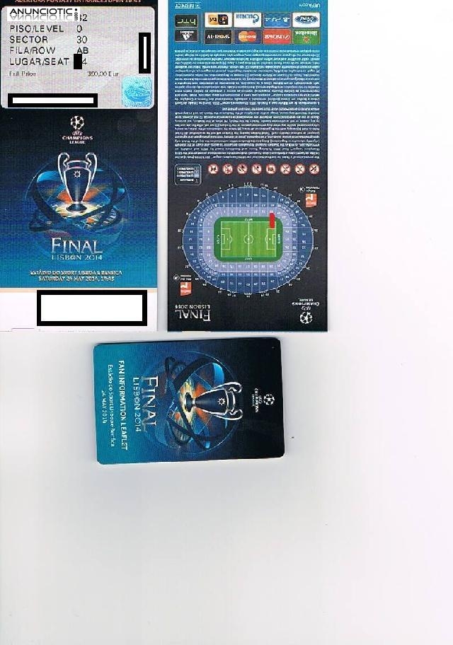 Entradas Uefa Champions Leaguea finales ( Lisboa 2014 )