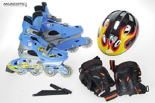 Patines street line talla 34 + protecciones + casco