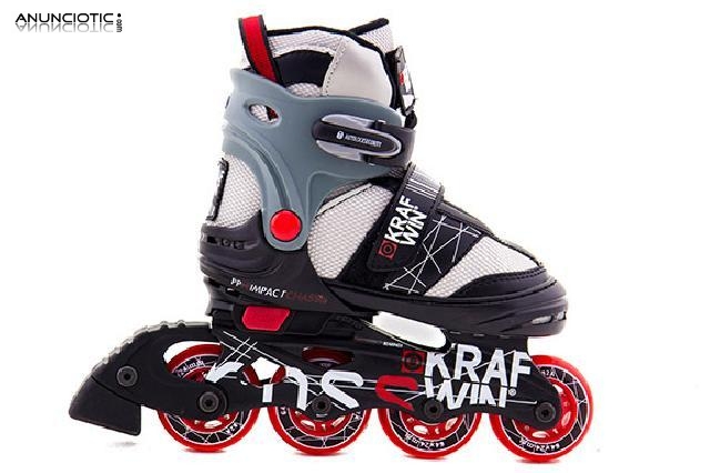 Patines en línea krafwin cross talla 30-33 rojo y negro