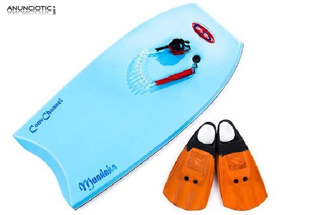 Tabla de bodyboard genesis mundaka con aletas