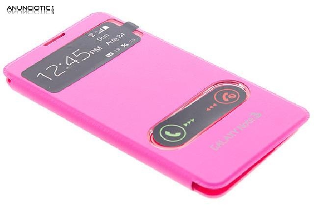 Carcasa samsung galaxy note 3 rosa piel.