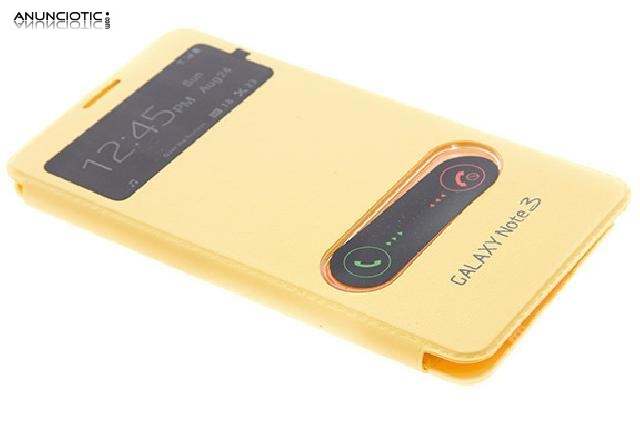 Carcasa samsung galaxy note 3 amarillo piel.