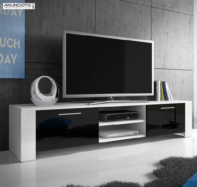 Mueble tv modelo cordoba en color blanco con negro