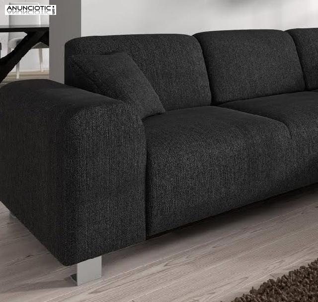 Sofá galia negro chaise longue derecha