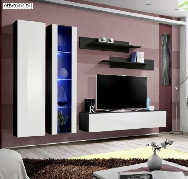 Mueble tv modelo forli xl negro y blanco