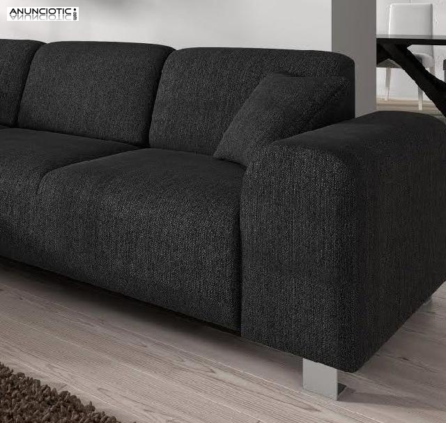 Sofá galia negro chaise longue izq