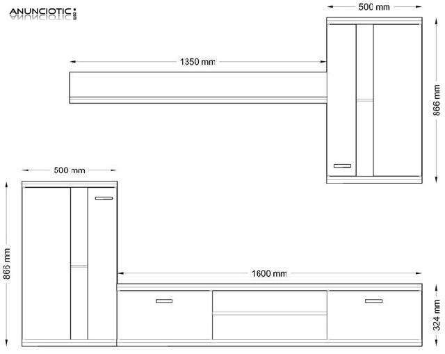 Mueble de salón carry en color nelson