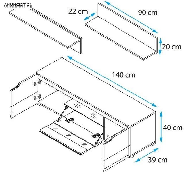 Mueble de tv baldas delta sangalo/blanco