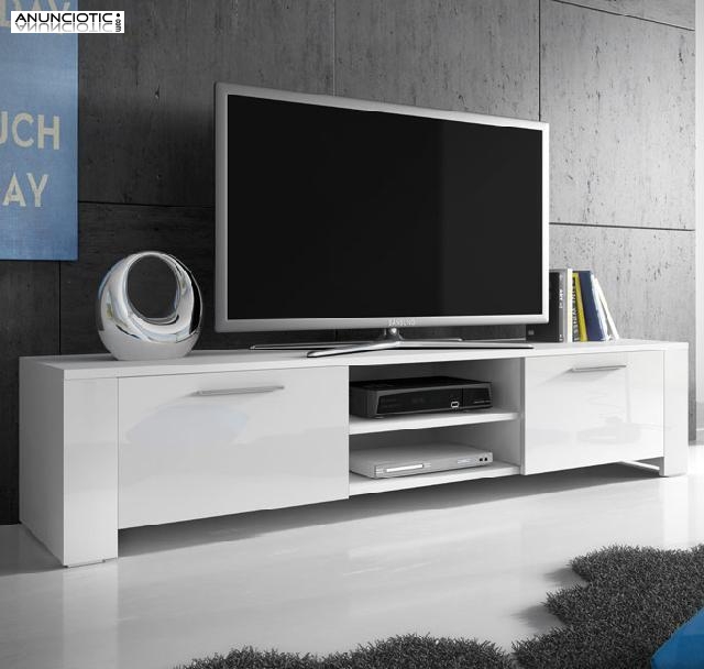 Mueble tv modelo cordoba en color blanco con negro 