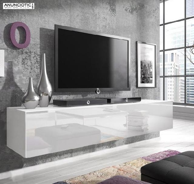 Mueble tv modelo zoe l en color blanco (140cm) 