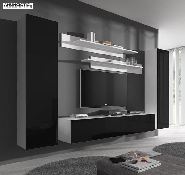 Conjunto muebles Nora blanco y negro