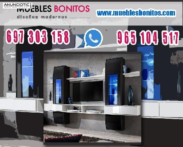 Mueble de salón Nilson blanco y negro