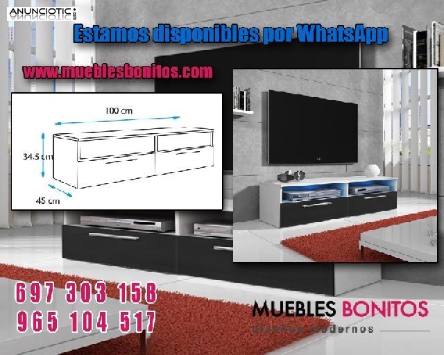 Mueble TV Cozumel en blanco con negro