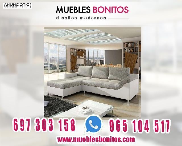 Sofá Blanco y Gris con lounge