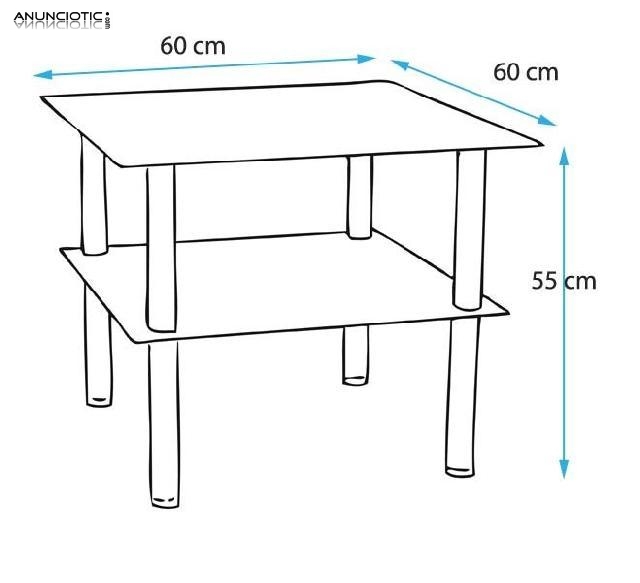 Mesa auxiliar Guadix con cristal 60x60cm