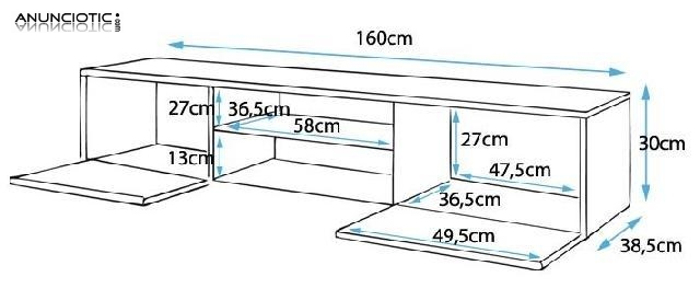 Mueble TV modelo Tibi 160cm en negro