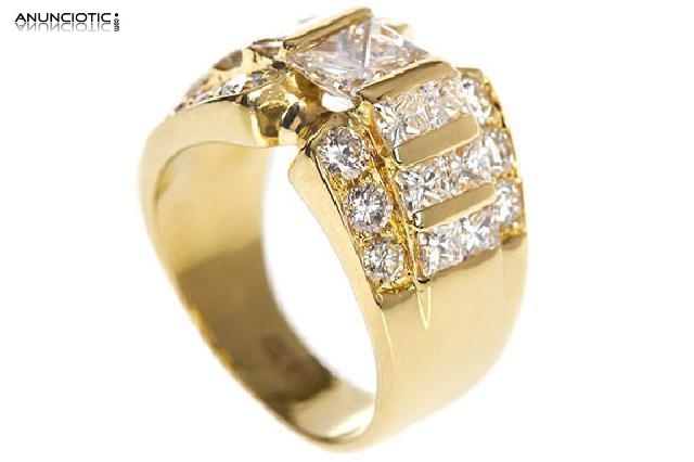 Anillo oro amarillo y diamantes - talla 9 -