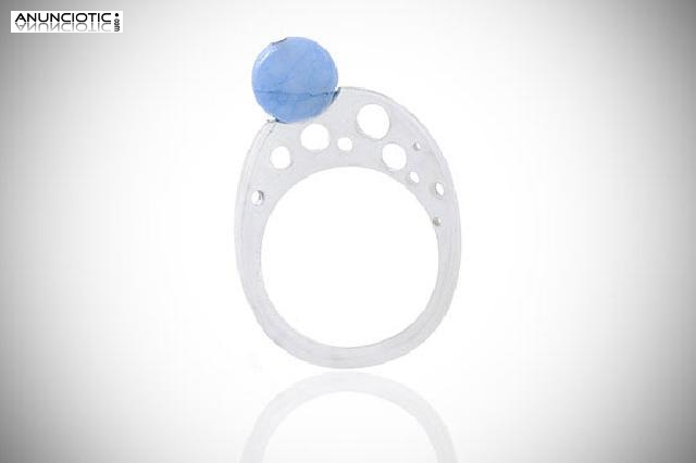 Anillo cuarzo azul claro