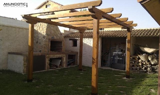 Pérgola independiente de madera 400 x 300 cm