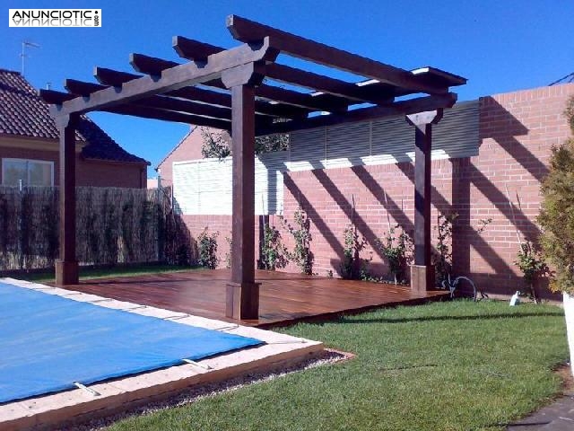 Pérgola independiente de madera 400 x 300 cm