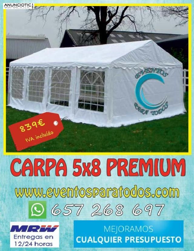Carpa premium 8x5 a 839 euros 