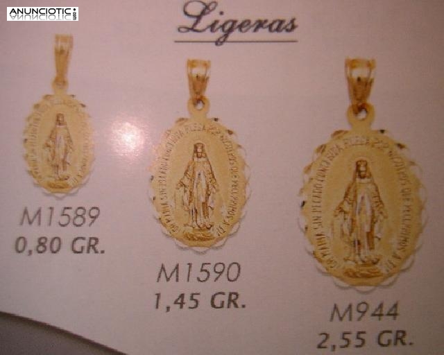 Medallas milagrosa en oro y plata