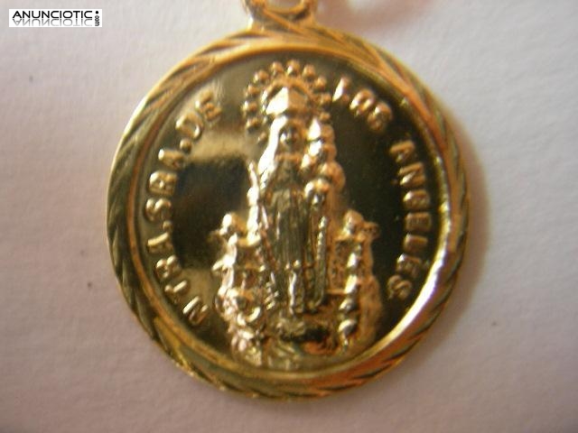 MEDALLA VIRGEN DE LOS ANGELES EN ORO Y EN PLATA.