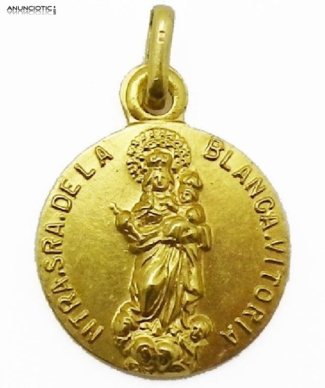 MEDALLA VIRGEN BLANCA VITORIA EN ORO Y EN PLATA. 