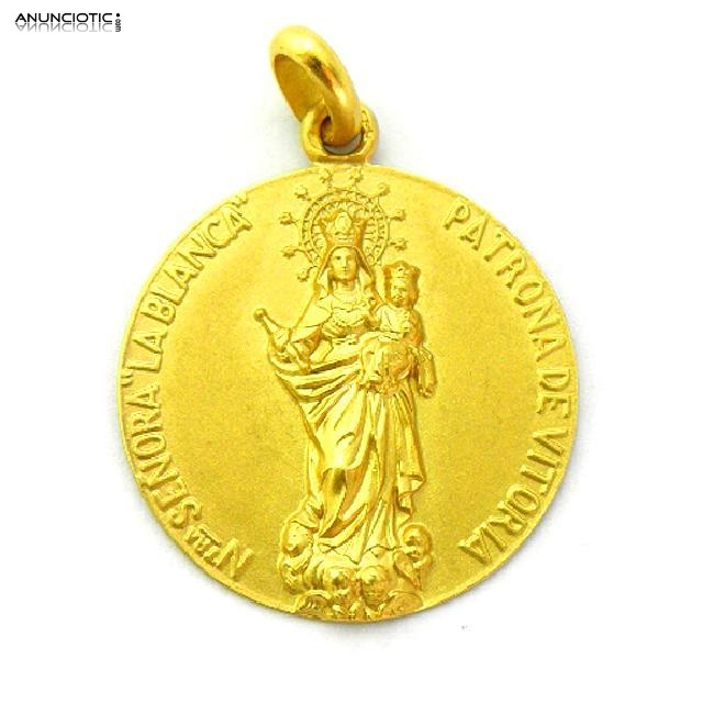 MEDALLA VIRGEN BLANCA VITORIA EN ORO Y EN PLATA. 