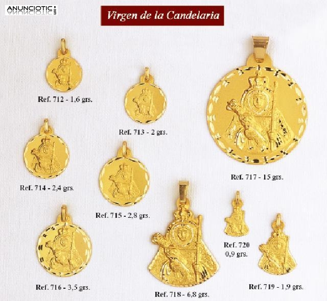 MEDALLA VIRGEN DE LA CANDELARIA EN ORO Y EN PLATA.