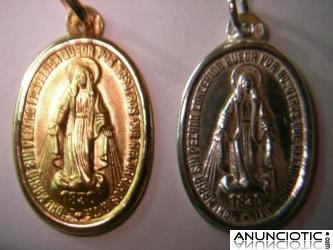 Medallas de virgenes y santos en oro y plata