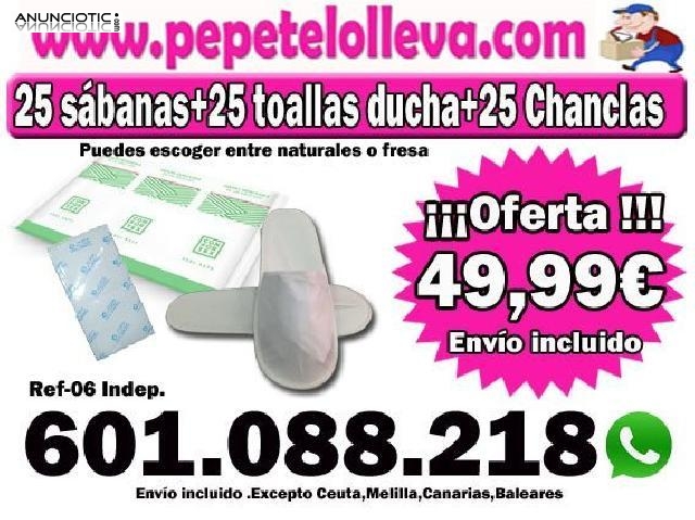 50  todo 25 sábanas + 25 toallas desechables + 25 Zapatillas 