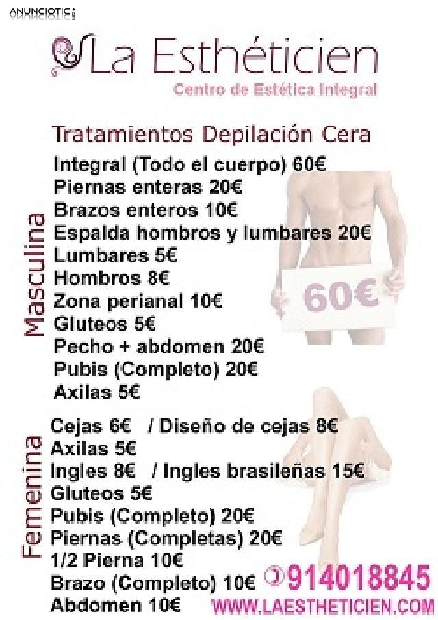 DEPILACIÓN BRASILEÑA ,INGLES COMPLETA A CERA. ( HOMBRE Y MUJER)