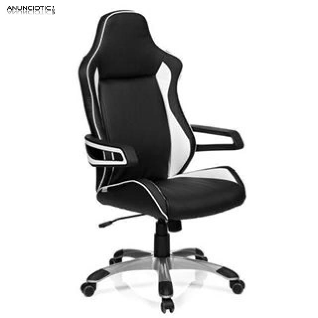 Silla ordenador gaming en color blanco negro